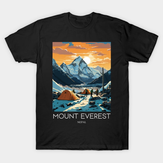 A Pop Art Travel Print of Mount Everest - Nepal T-Shirt by Studio Red Koala